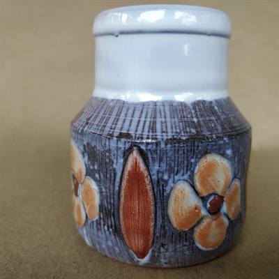 laholm keramik brun grå krukke brugt